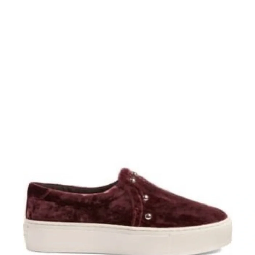 NOELLE Rebecca Minkoff Maroon Velvet‎ Studded Slip On Platform Sneaker